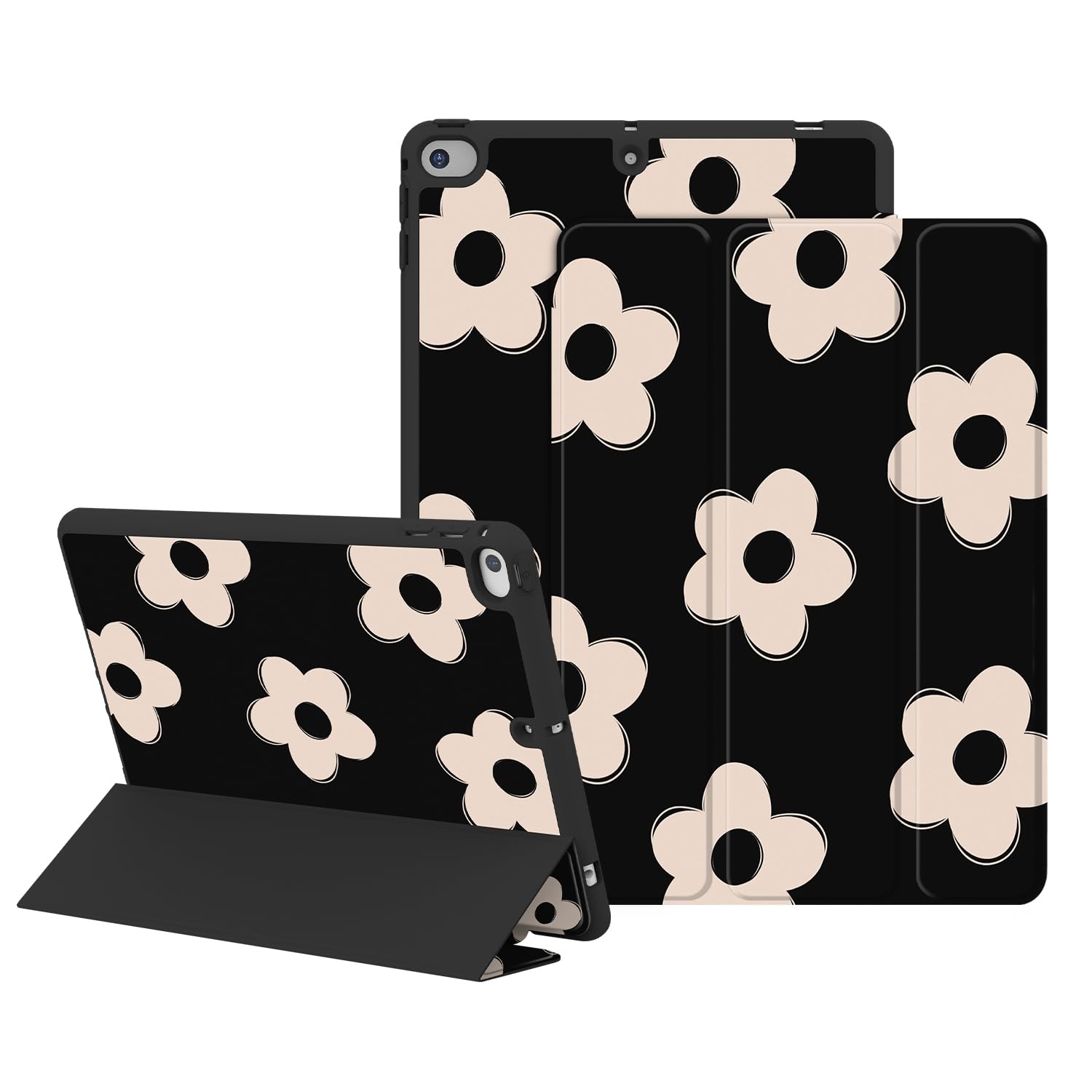 Lornpa Case for iPad Mini 5/4 (7.9 inch, 2019/2015), Protective Case with Pencil Holder, Auto Wake/Sleep Trifold Smart Stand Cover for iPad Mini 5th/4th Generation Gen, Black