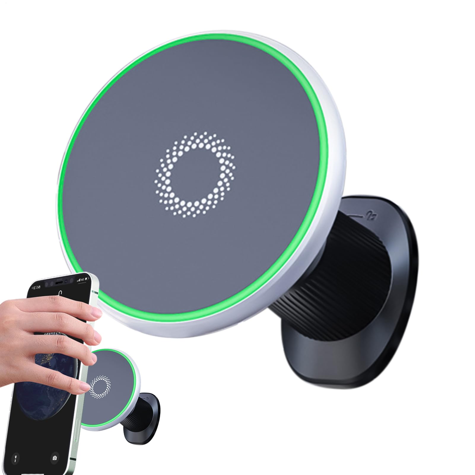 Cargador inalámbrico coche 15W con soporte de clip magnético para smartphone 8