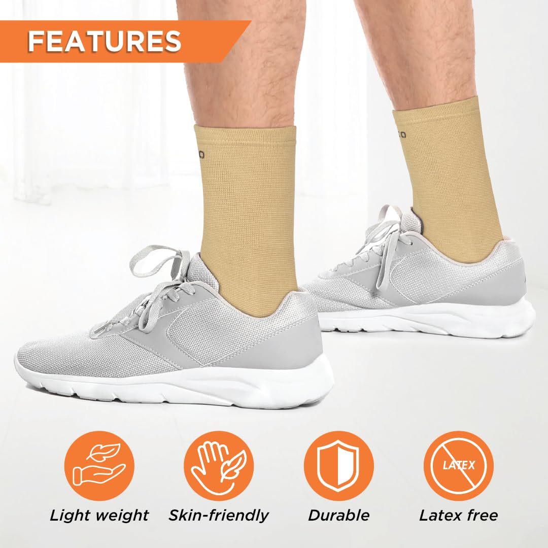 Vissco Anklet, Ankle Support for Injured Ankles, Arthritic Pain, Swelling, Stiff Joints, Pain Reliever for Strained or Sprained Ankles - Small (Beige) - Image 3 thumbnail