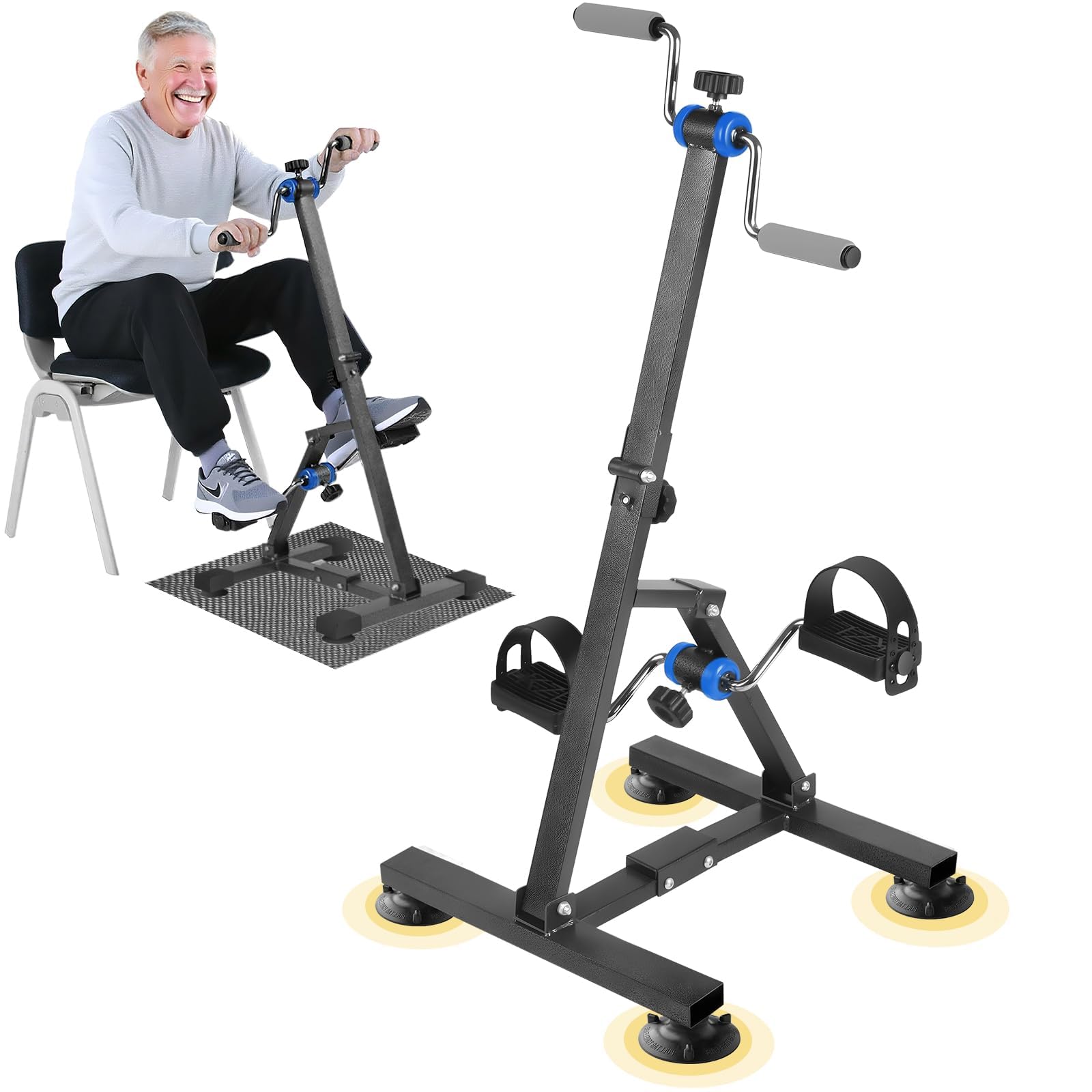 Faltbares Arm- und Bein-Ergometer für Senioren – Pedaltrainer für ältere Menschen, verstellbares Handfahrrad für Physiotherapie, Knie- und Fuß-Rehabilitationstrainer für Erwachsene
