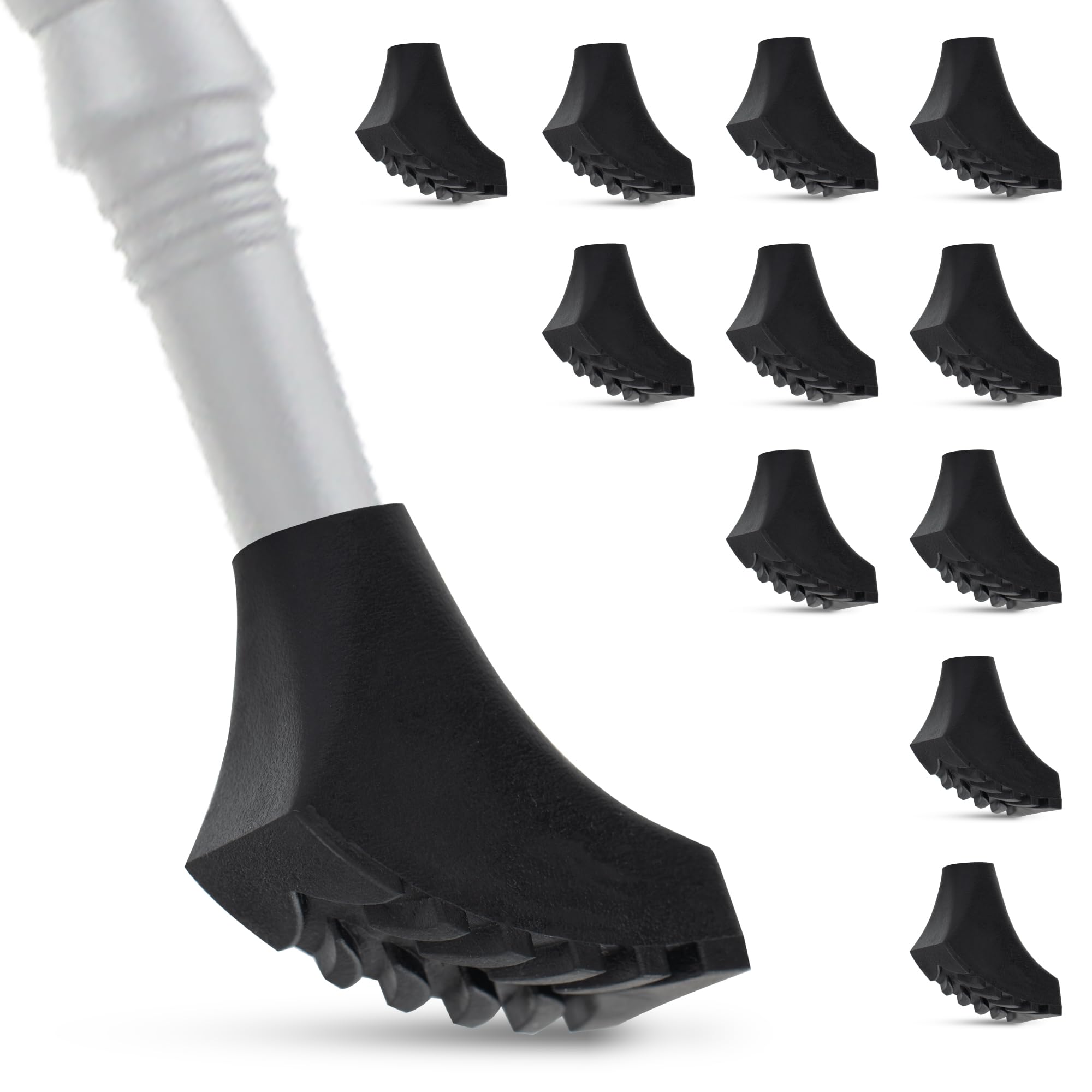 Puntali In Gomma Per Bastoncini Trekking E Nordic Walking (6 Pezzi) - Diametro 10-12 Mm, Antiscivolo E Ammortizzanti Per Asfalto