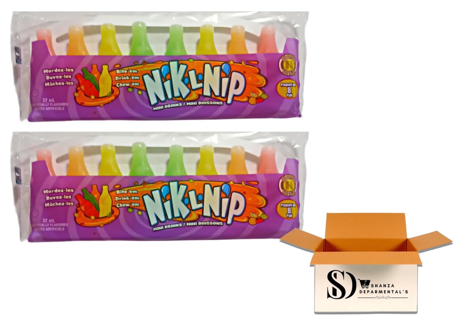 Wax candy Nik L Nips Mini Drinks Wax Bottles 8-Pack - Artificially
