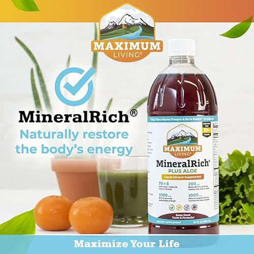 Miniatura 6 de Maximum Living MineralRich Minerals Suplemento con aloe - Mezcla líquida de vitaminas y minerales traza 32 onzas
