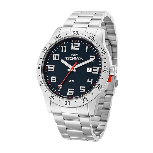 Relógio Technos Masculino Aço Inoxidável Prateado Resistente à Água 50M