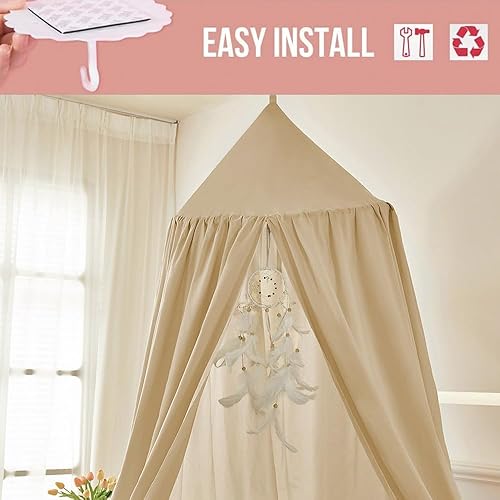 Miniatura 7 de Bunnikins & Clover Toldo de cama para decoración de dormitorio de niñas y niños, mosquitera de cúpula redonda para cuna, juego de castillo de