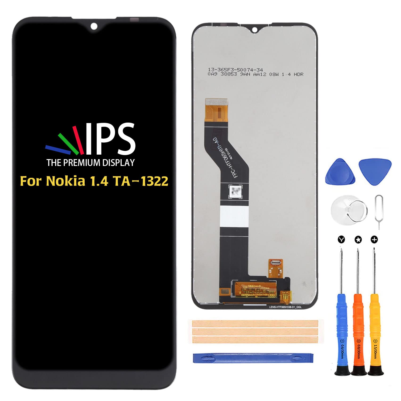 A-MIND for Nokia 1.4 TA-1322 Screen Replacement LCD Display Touch Digitizer Assembly 6.52 inch LCD Screen and Digitizer Repair Kits,with Tools(Black)