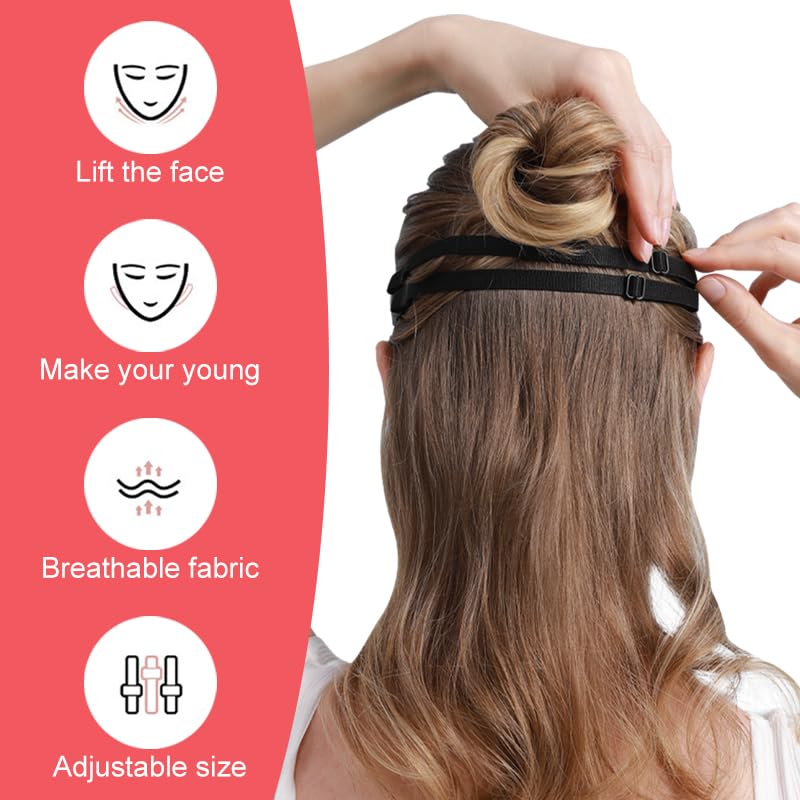 4 Pcs Facelift Bands with Clips Patch Straps Adjustable Instantly Hairpin Facial Lifting Bands Facelift Bands Reusable Lifting Saggy Skin Patch Elastic Bands for Facial Wrinkles crow's feet