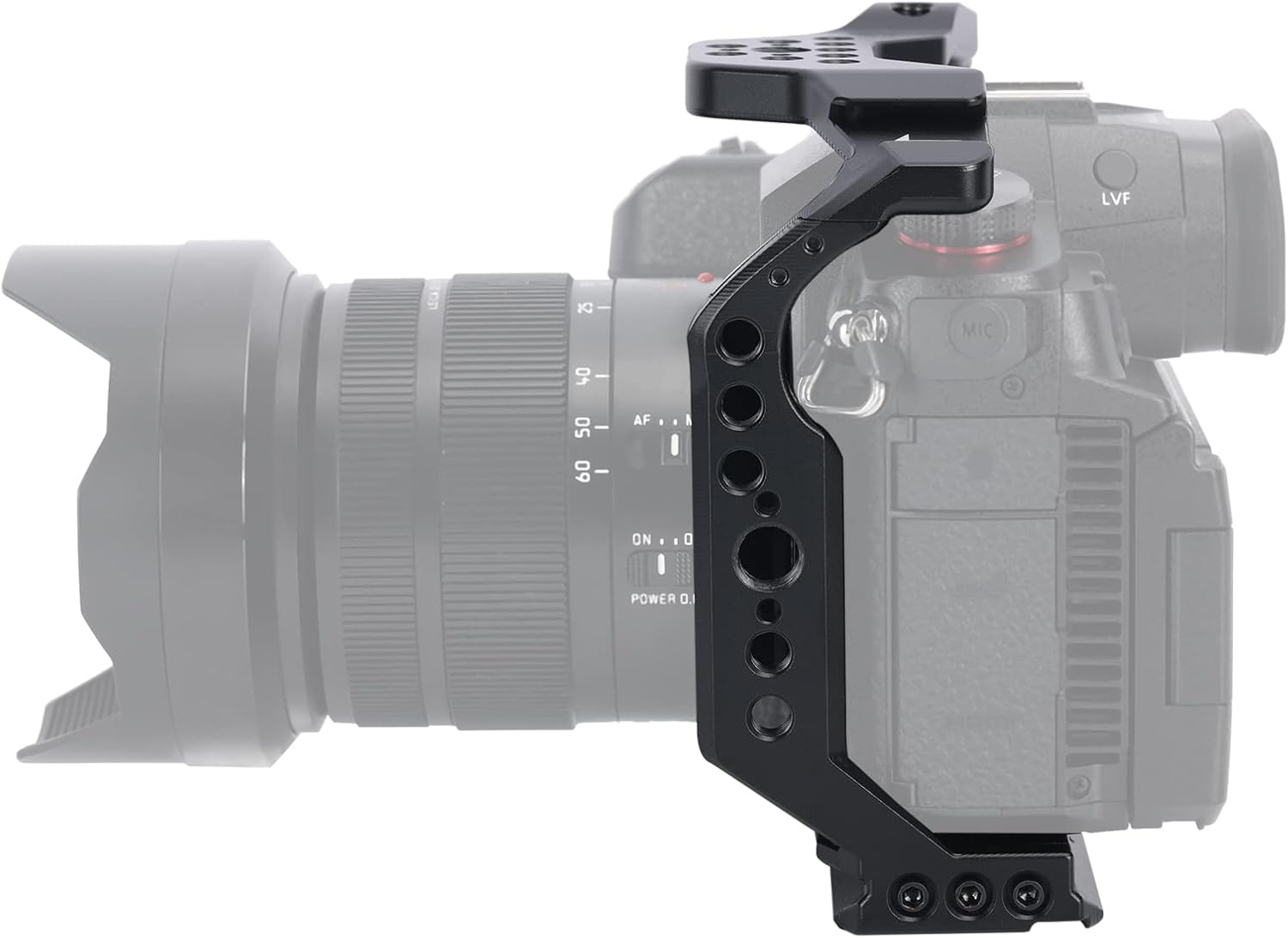 NICEYRIG GH7 GH6 Camera Cage for Panasonic Lumix GH7/GH6, DSLR Stabilizer Videomaking Rig Streamline Full Cage with Comfortable Grip, Quick Release Bottom Plate for Arca-Standard - 518