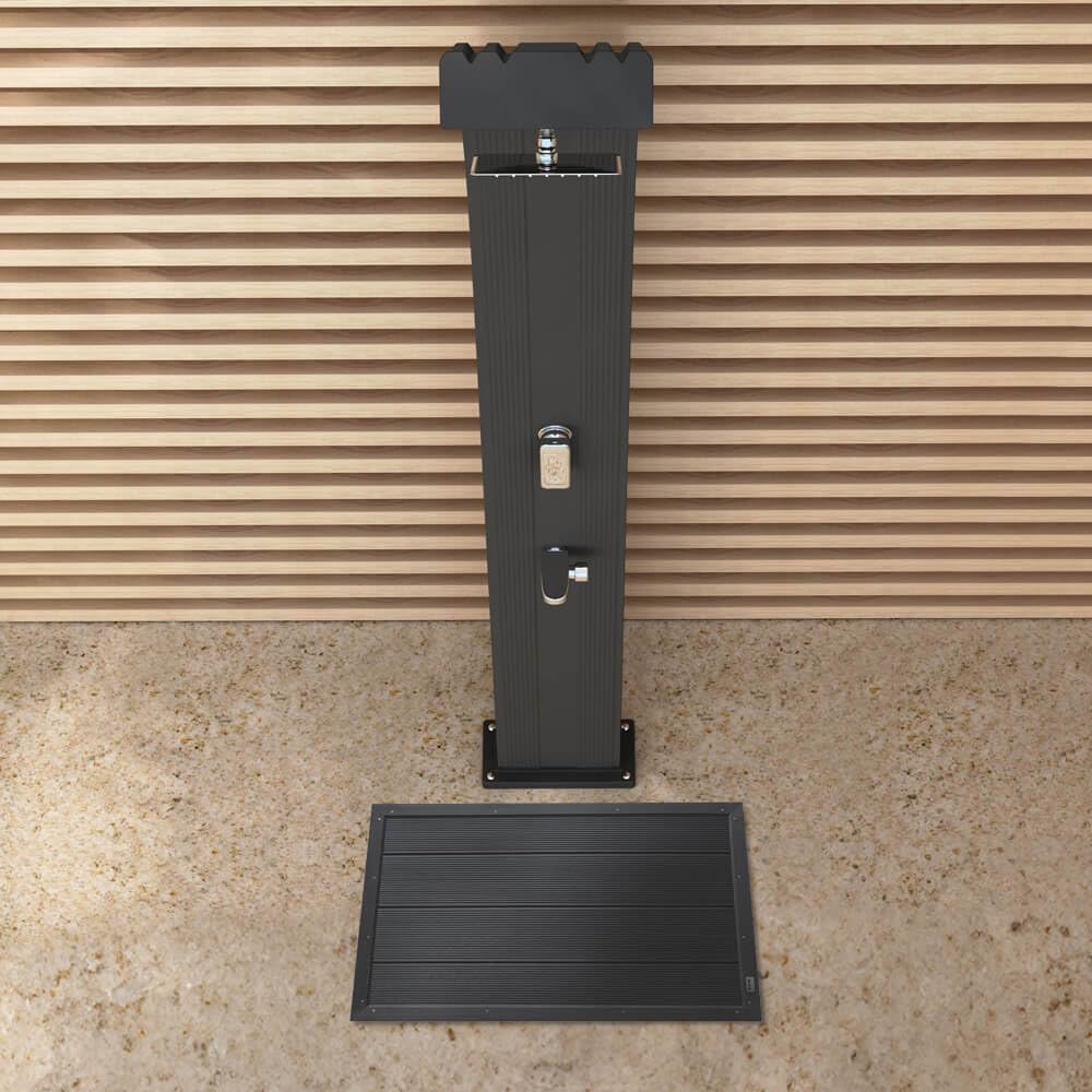 Home Deluxe - WPC Bodenplatte Gaia - Farbe: Anthrazit, 105 x 63 x 5,5 cm - rutschfest und Splitterfrei I Solarduschenzubehör Fußmatte