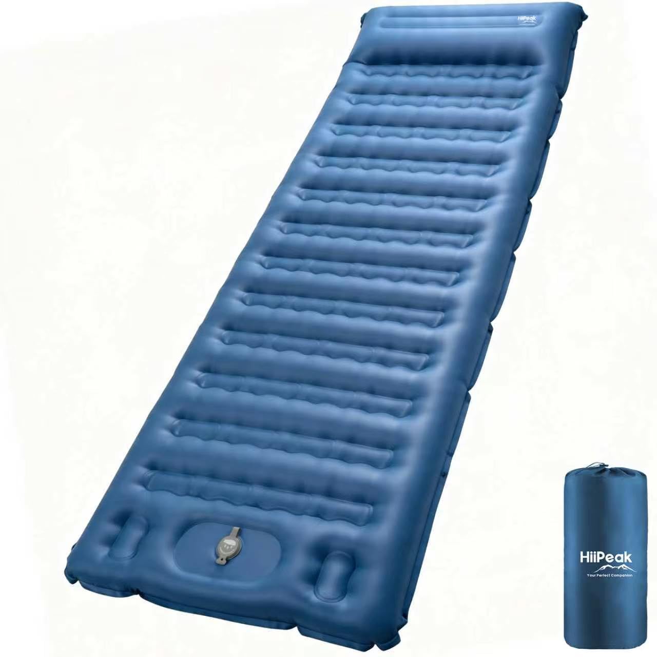 HiiPeak Ultralight Camping Sleeping Pad, 12cm Thickened Sleeping Mat with Pillow and Built-in Foot Pump,Inflatable Camping Air Mattress for Camping, Backpacking, Hiking, Tent Trap Traveling