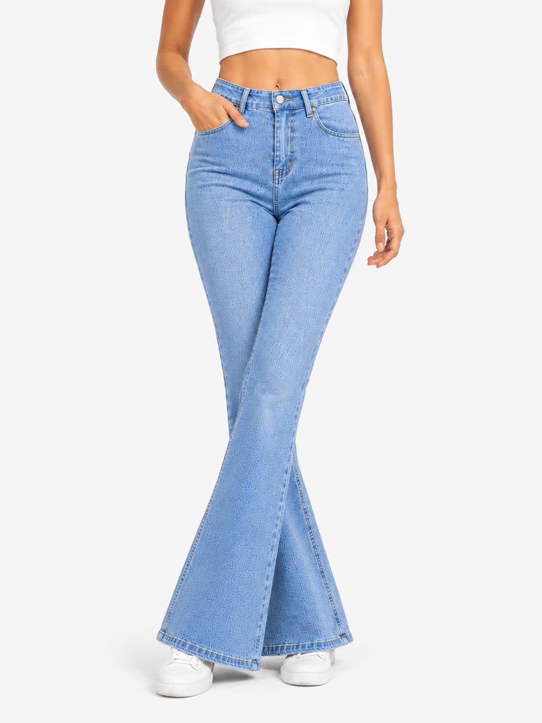 Bell Bottom Jeans for Girls, High Waist Flared Denim Pants, Stretchable, Stylish Casual, Comfortable Fit Trendy Wide Leg-image-17