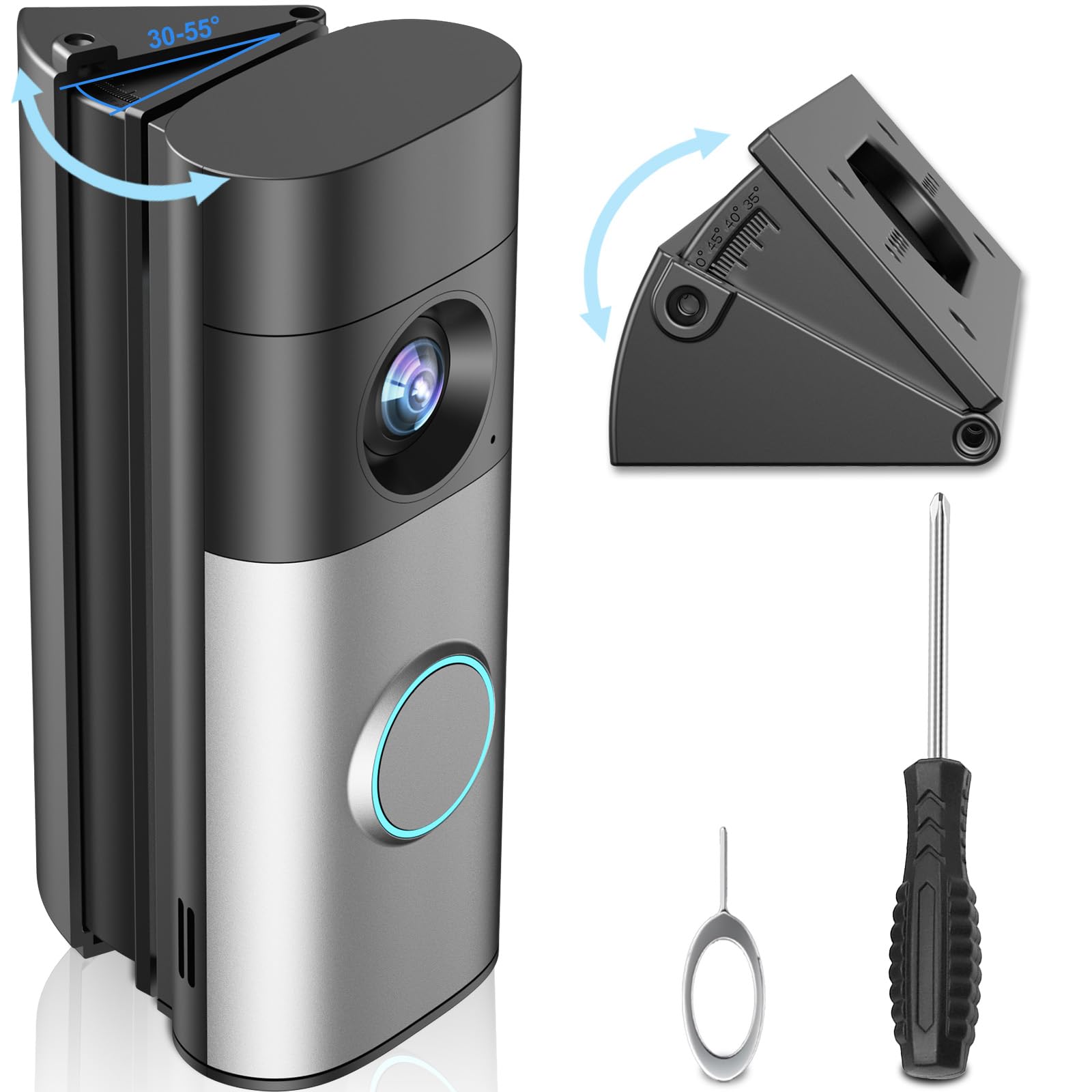 Enhanced Protection Adjustable 30-55° Doorbell Angle Mount