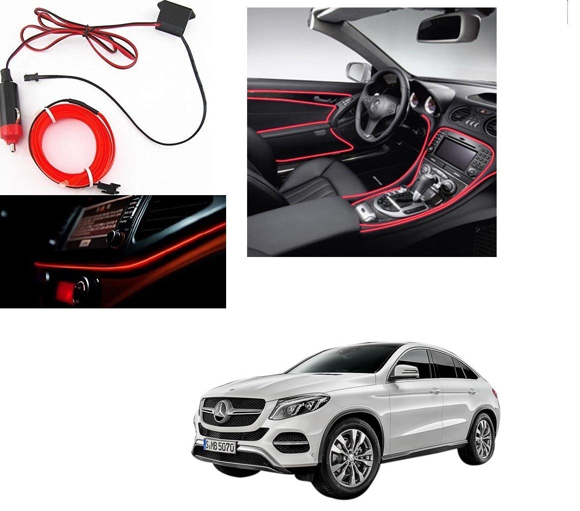 Kozdiko Red Color 12V 5Mtrs Roll Cold Light Car Socket Strip Neon Lamp Mood Creator Decor InteriorLighting for Mercedes Benz GE-Class