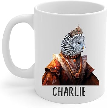 Renaissance Flying Ural Owl Personalized Name Coffee Mug White Ceramic Cup 11oz Wild Animal Lover Gifts