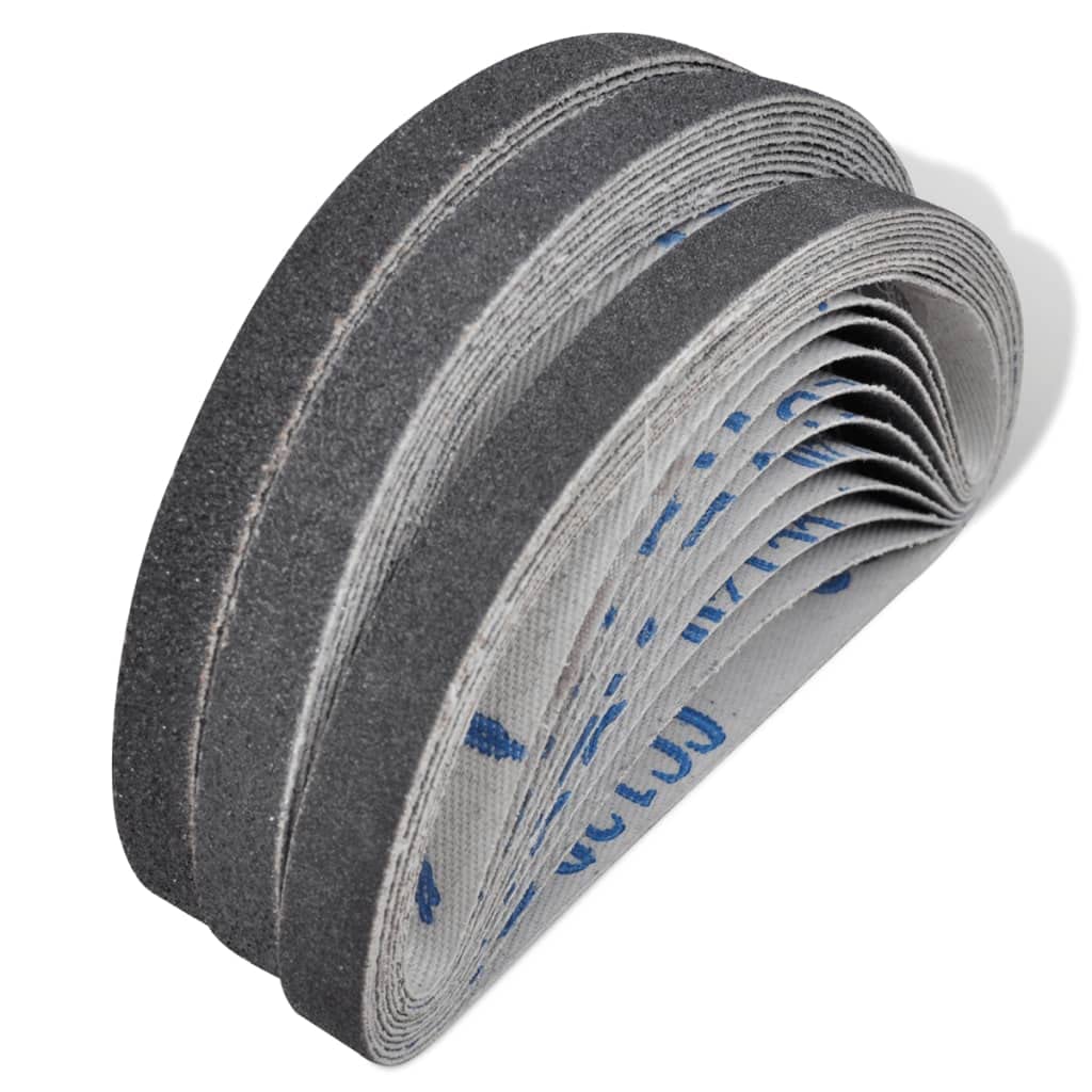 Mangloder - Bandas de lija para lijadora de banda de aire comprimido, 30 unidades, 10 x 330 mm, grano 60, 80, 120, para madera, metal, barniz, plástico, para desbarbar y alisar