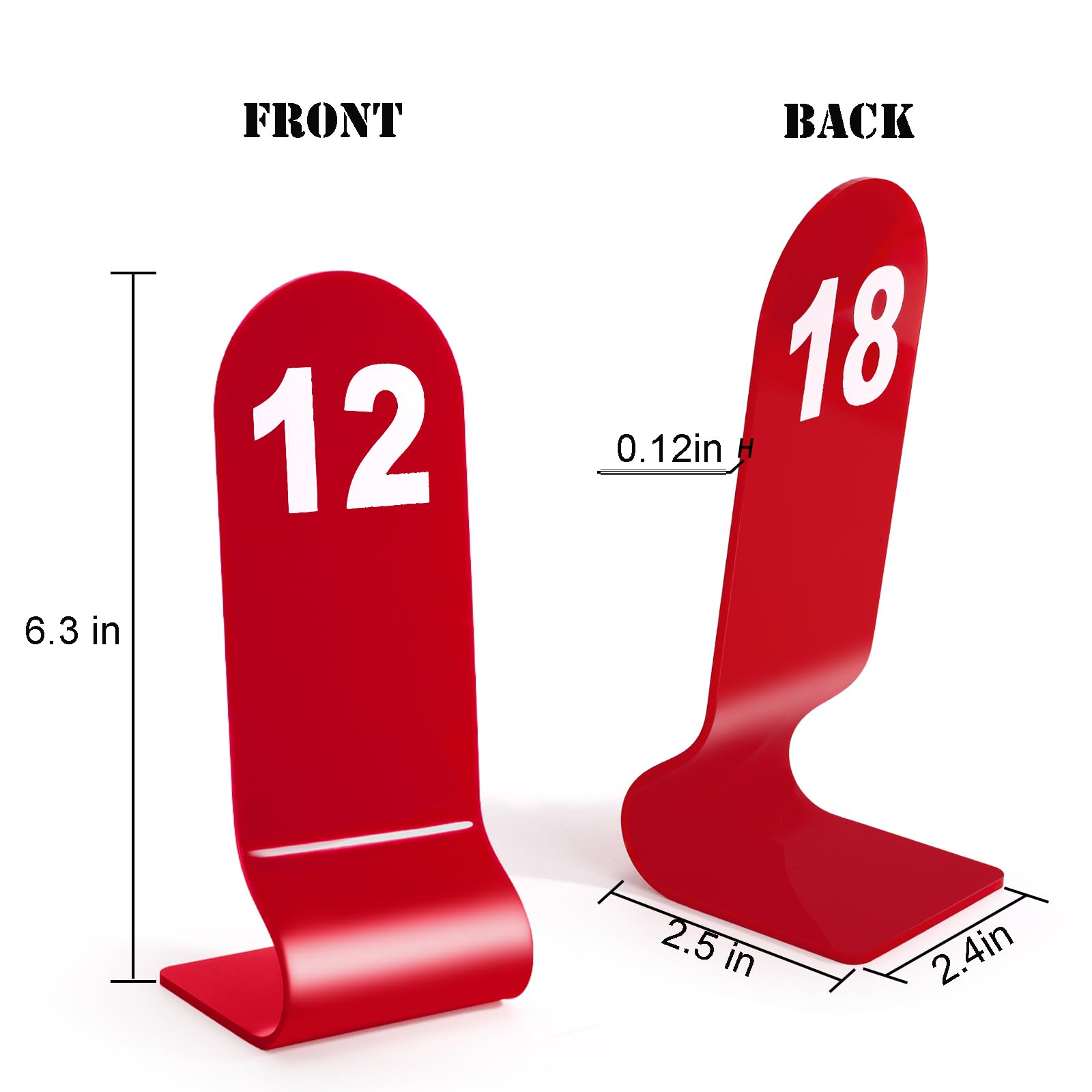 Okllen Numeri da tavolo da 1 a 30 rossi, numeri d'ordine in acrilico per ristoranti, double face, per matrimoni, feste, bar, banchetti