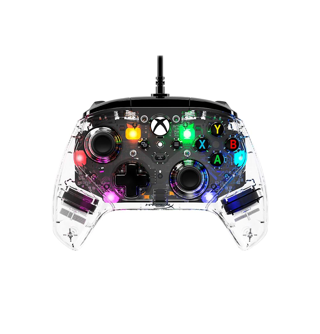 HyperX Clutch Gladiate RGB Gaming Controller for Xbox Series X|S Licensed by Xbox, fully compatible with Xbox One and Xbox Series X|S consoles, as well as PC, Full RGB Wired Clear| 290gm (7D6H2AA)