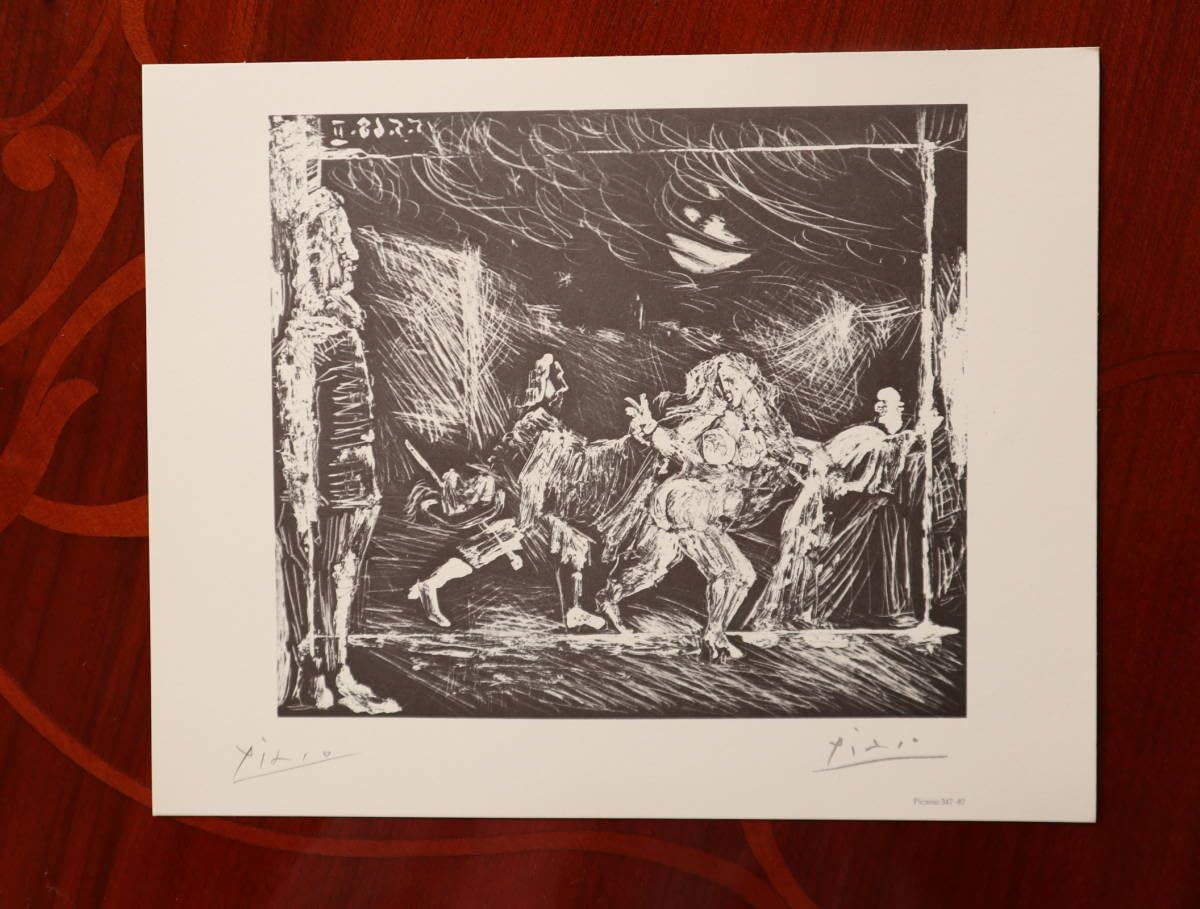 ピカソ　・PICSSO、豪華大判 限定額装版より、サイン入り Amazon.co.jp: ピカソ Picasso 真作真作保証紙COA付き大変