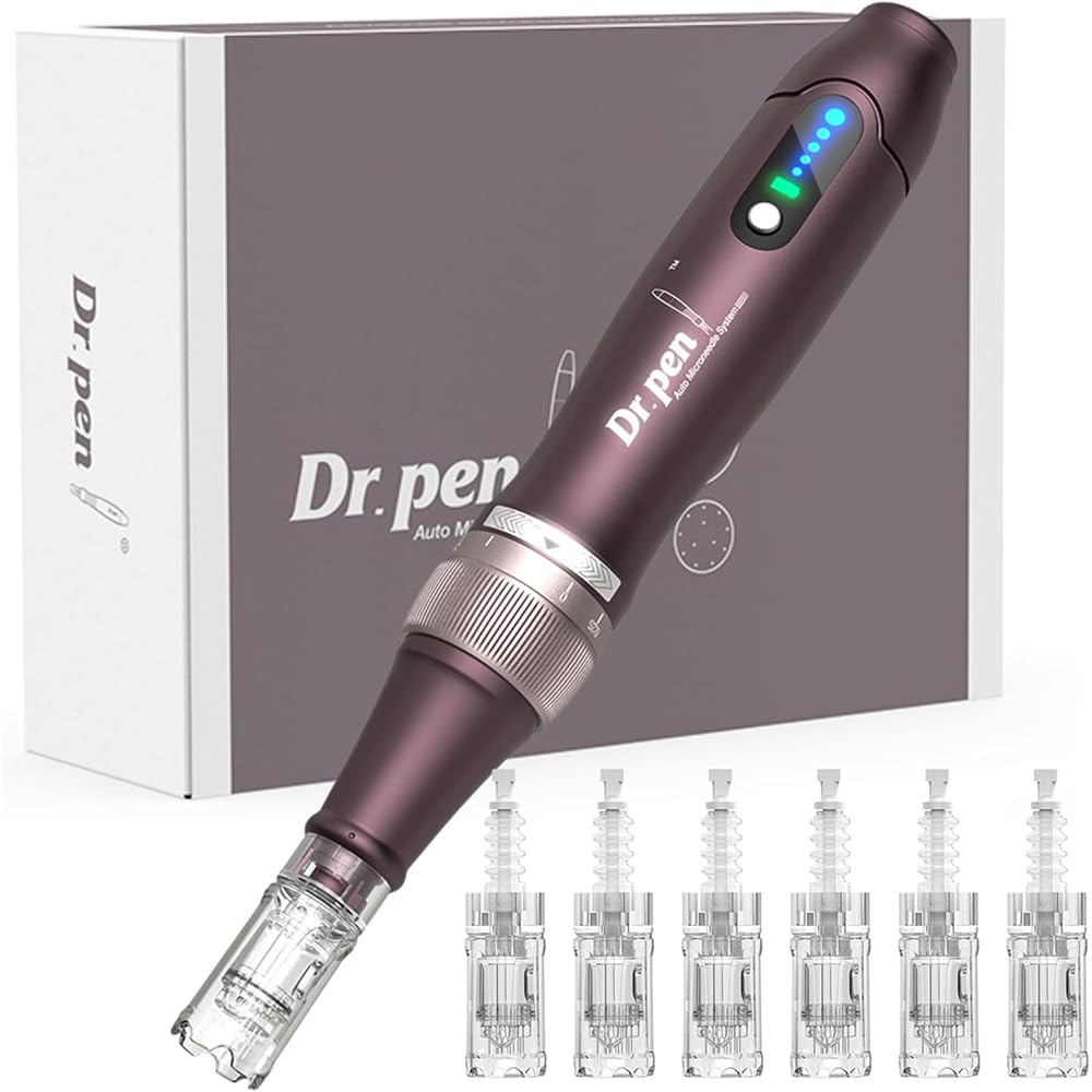 Dr. Pen Microneedling Pen – A10 Wireless & Wired Operation | Adjustable 0–2.5mm Needle Depth | 5 Speed Levels (Up to 16,000 RPM) | Includes 12-Pin, 36-Pin, 42-Pin, and Nano Cartridges | Professional Skincare Tool for Face, Body & Hair