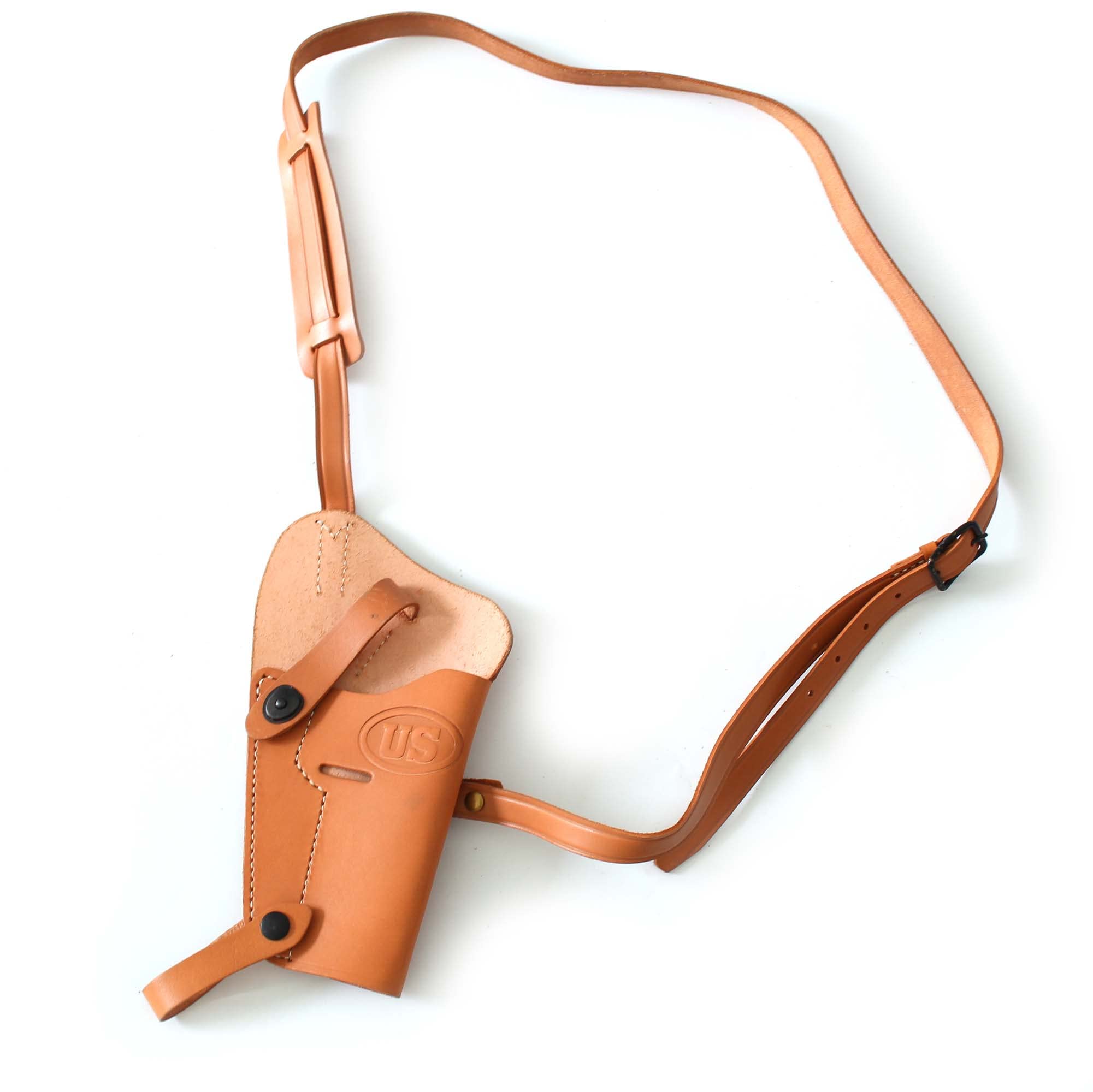 WWII WW2 M3 Holster Shoulder Tanker Brown Leather for .45 Colt M1911 Marked US