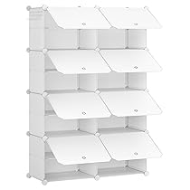 HOOBRO Scarpiera, Scaffale Portascarpe a 8 Scomparti, con Sportello, Scaffale Componibile in Plastica, Scomparto di 40 x 30 x 30 cm, per Corridoio, Portico, Dormitorio, Bianco EWT28SC01G1