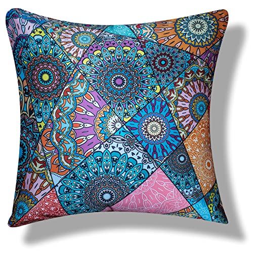 Image of Merhaba Microfiber Satin 250TC Cushion Pillow Covers, Multicolor, Set of 5(Affwan,24x24 Inches)