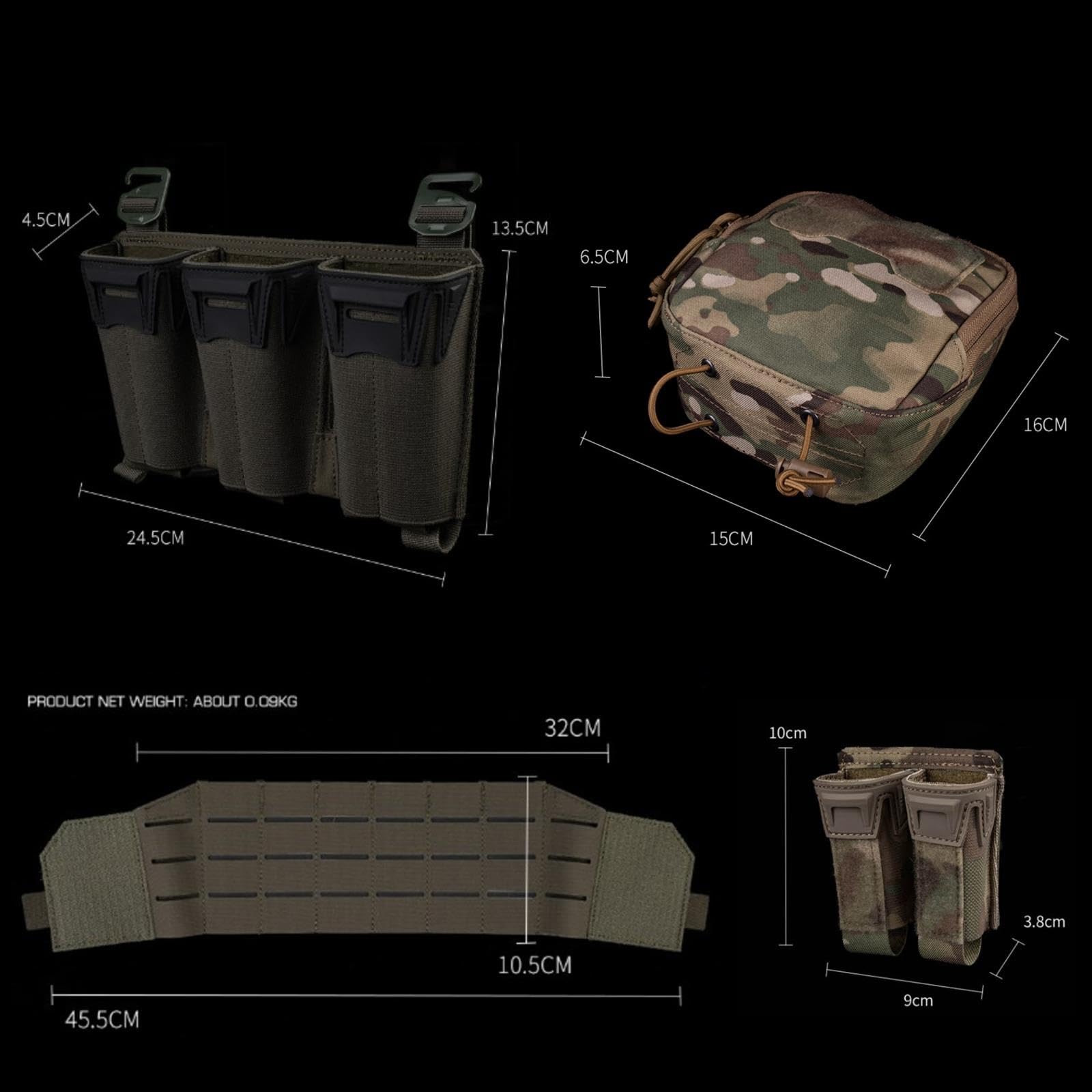 Pochette Utilitaire Tactique Molle, Porte-Chargeur Triple for Fusil