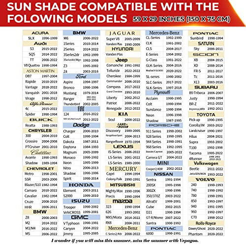 Vepagoo Car Windshield Sun Shade Window Cover Shade Interior Sun Protection Curtain 59Inx29In, Uv Rays And Sun Heat Protector, Keep The Car Interiors Cool, Prevents Dashboard Fade And Crack. #TOP2