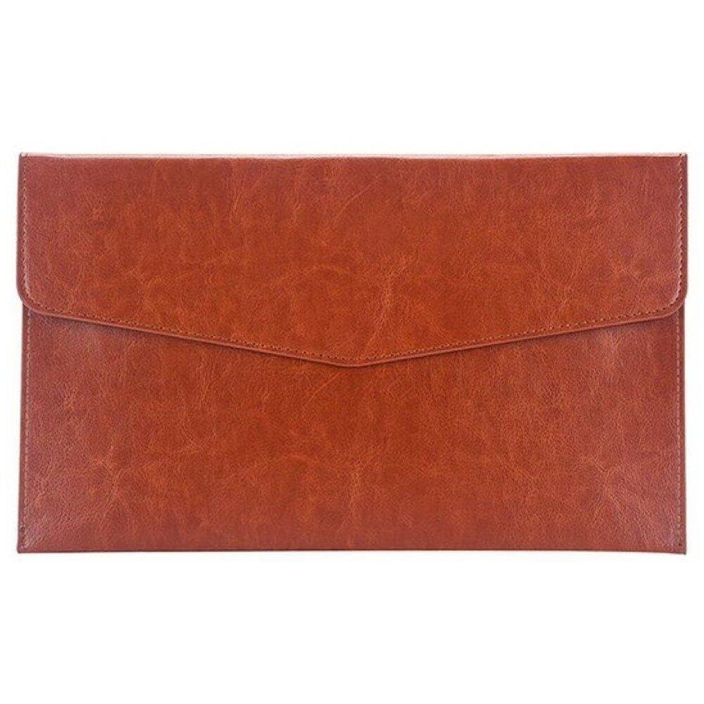 Danlai Brown A5 Leather File Folder Data Package Document Bag Fashion Briefcase Contract Bill Envelope File Bag School Office Supplies