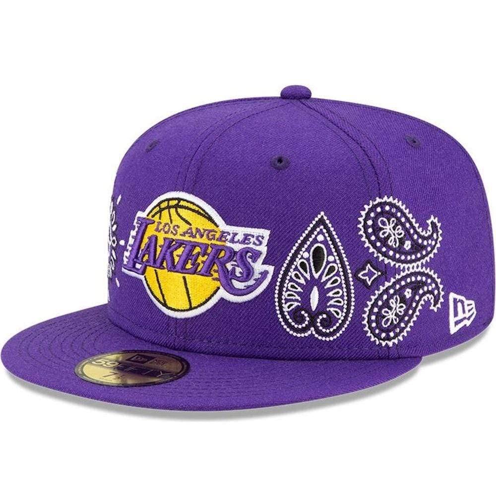 New Era LA Los Angeles Lakers 59FIFY Paisley Elements Fitted Cap, Purple Hat