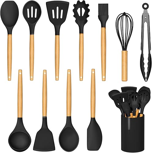 Miniatura 1 de Juego de utensilios de cocina de silicona para cocina, cucharas, espátulas, espátulas, accesorios, utensilios de cocina resistentes al calor para