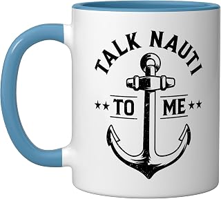 Cruising Nautical Ship Captain Anchor Cruise Director Ceramic Mug, Blue/White