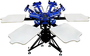 6-Color 6-Station Silk Screen Printing Press Machine with Adjustable Height Stand