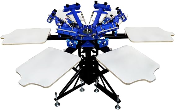6 Color 6 Station Silk Screen Printing Press Machine Screen Printing Machine Screen Printer Machine 360 Rotation with Adjustable Height Stand