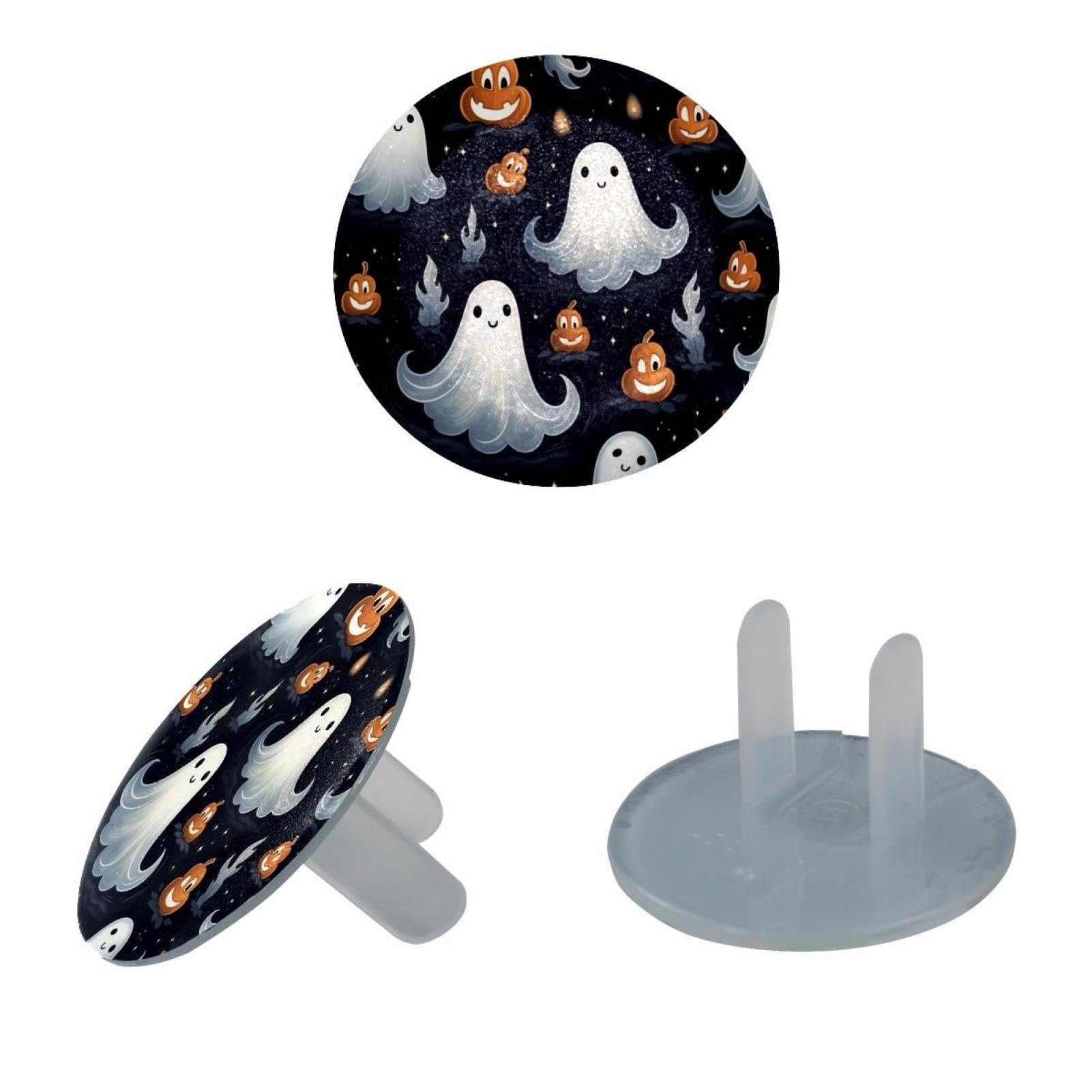 12 Piece Halloween Ghost Childproof Outlet Covers Safety Socket Protection Caps for 2-Prong Power Wall Plates