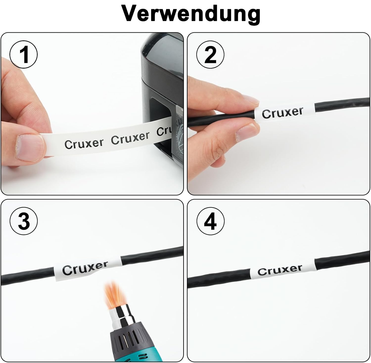 50er-Pack Ersatz für 5,8 mm HSE-211 Schwarz auf Weiß Kompatibel Ptouch