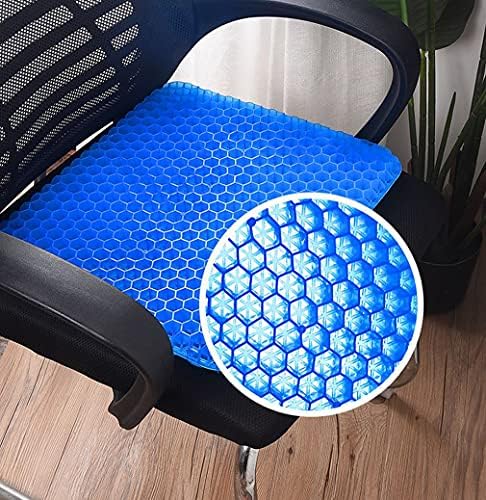 TANSHUOKJ Gel Seat Cushion Chair Pad Seat Pillow Double Thick for Relieving Back & Sciatica Pain Pressure Relief Fit for Wheelchair Office Chair Car with Washable Cover. (Blue)