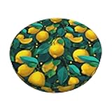 Pioyoku Lemon Leaves Pattern Round Bar Stool Cover, 1-Piece Elastic Seat Cover for 12-14 in Stool Cushion for Kitchen Dining Pub