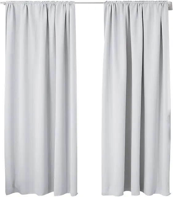 WOLTU Double Width Linen Look Blackout Curtain with Eyelets, 135x245cm White