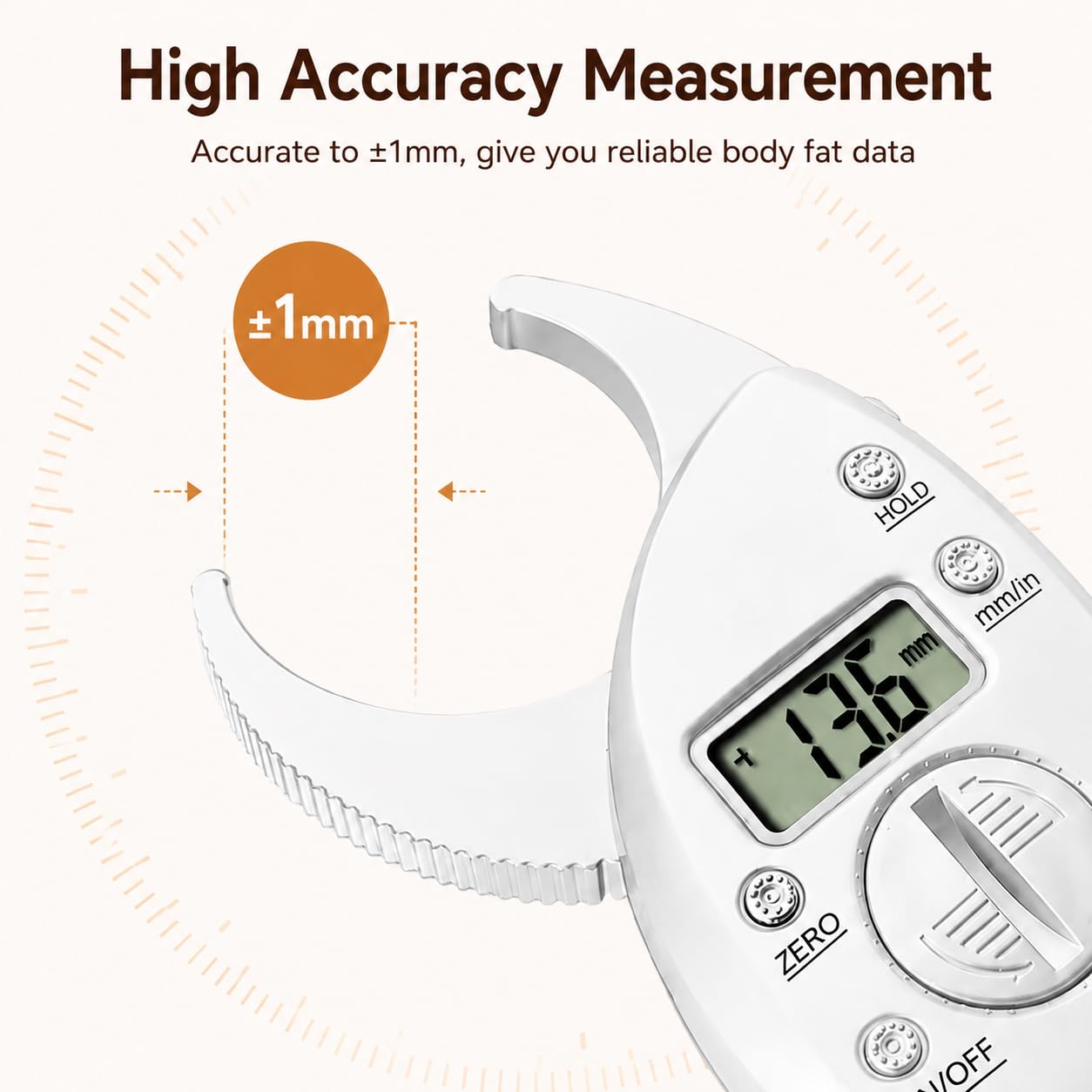 Digital Body Fat Caliper with LCD Display, Skinfold Fat Measurement Tool with Body Tape Measure, Portable Body Composition Measuring Device for Men and Women, mm/in Switchable Units