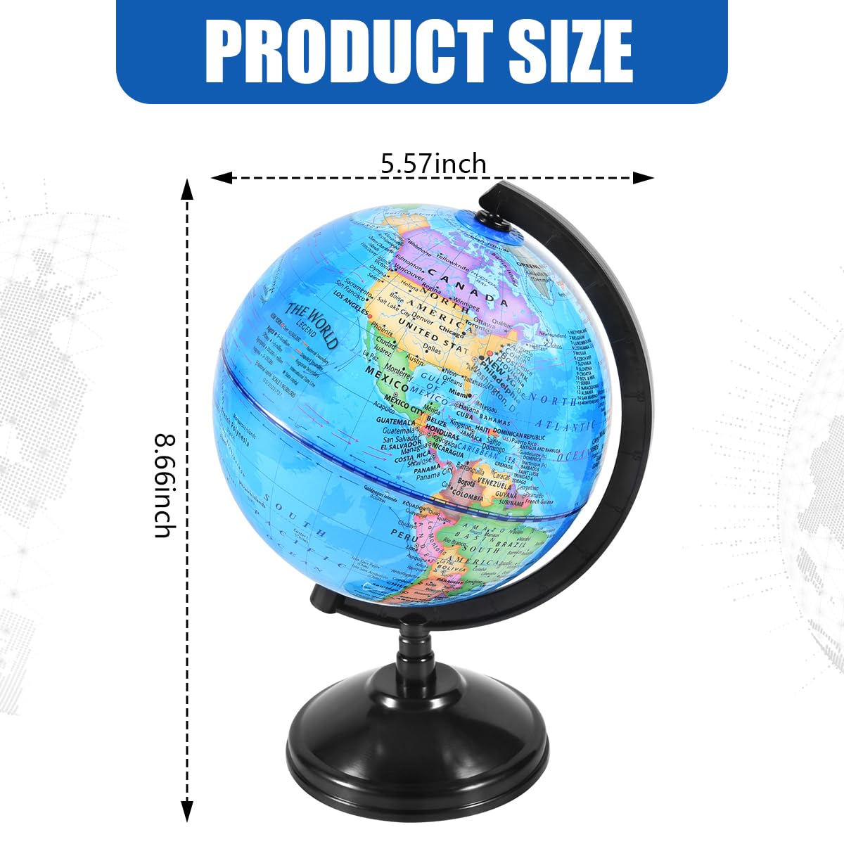 KISEER Rotating World Globe 6 Inch Spinning Earth Globe with Stand for Kids Learning Geography Classroom Education or Office Home Decorations