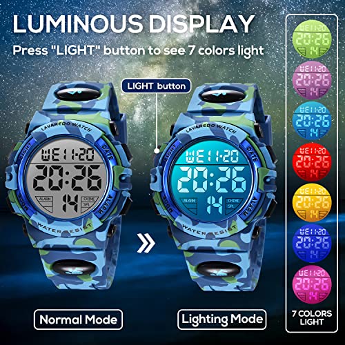 Image of Kids Watch,Boys Watch for 3-15 Year Old Boys,Digital Sport Outdoor Multifunctional Chronograph LED 50 M Waterproof Alarm Calendar Analog Watch for Children with Silicone Band,Kids Gift