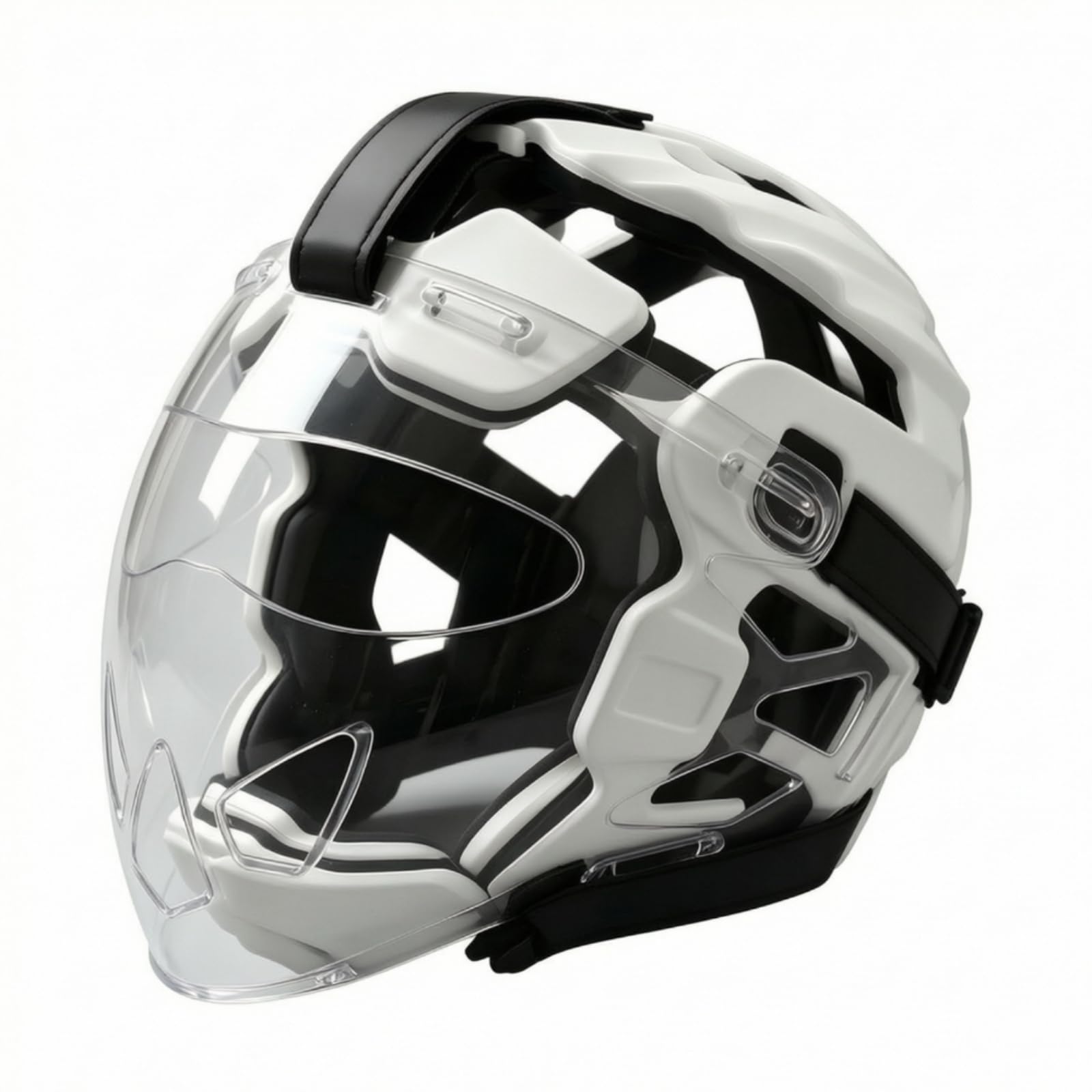 Casco da Combattimento Casco Protettivo con Visiera Casco da Allenamento Casco per Arti Marziali con Visiera Integrale Trasparente Antiurto con
