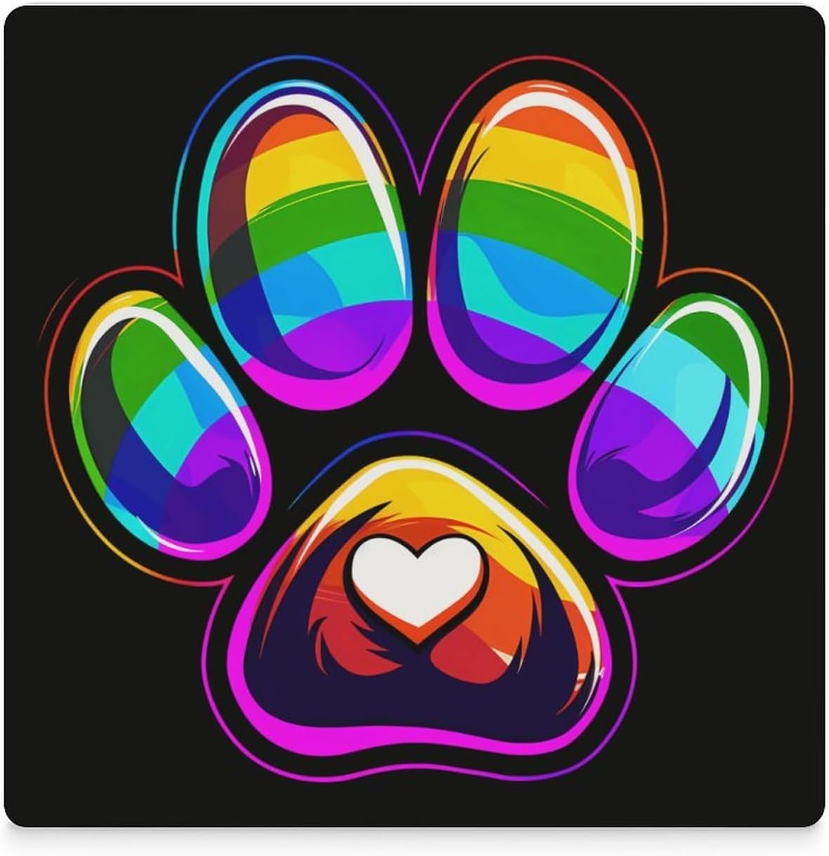 Rainbow Dog Paw LGBT Coaster for Drinks Square Ceramic Table Coasters Stone Mat Crafts 6PCS Home Kitchen Decor