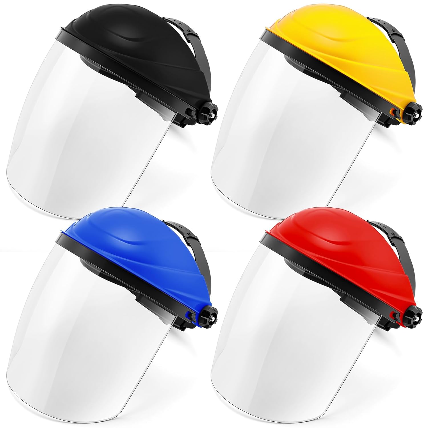 Sabary 4 Pcs Safety Face Shield for Grinding and Cutting Clear Full Impact Resistant Faces Shield Mask for Dust Debris Lightweight Plastic Face Mask with Elastic Belt for Work Chemical Weed(Color 1)