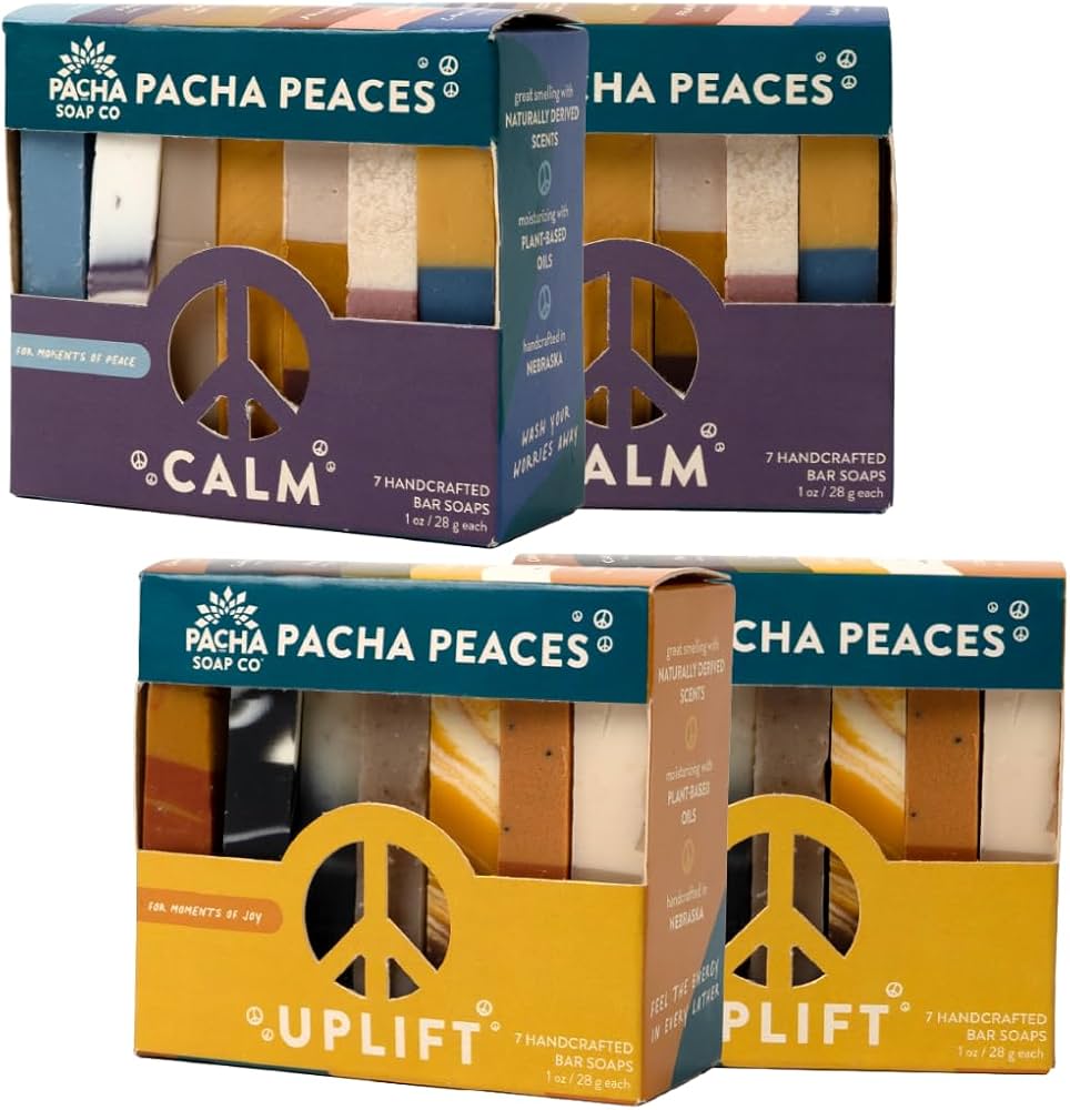Amazon.com : Pacha Soap Co. Peaces Bar Soap Calm & Variety 4 Pack