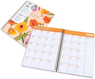 See It Bigger Undated New Parent Planner -12-Month Monthly/Weekly Baby Tracker - 9.25" x 11.25" - Florial Design - Large Print, Dual Spiral Bound Organizer for Feedings, Diapers, Naps, Milestones & More
