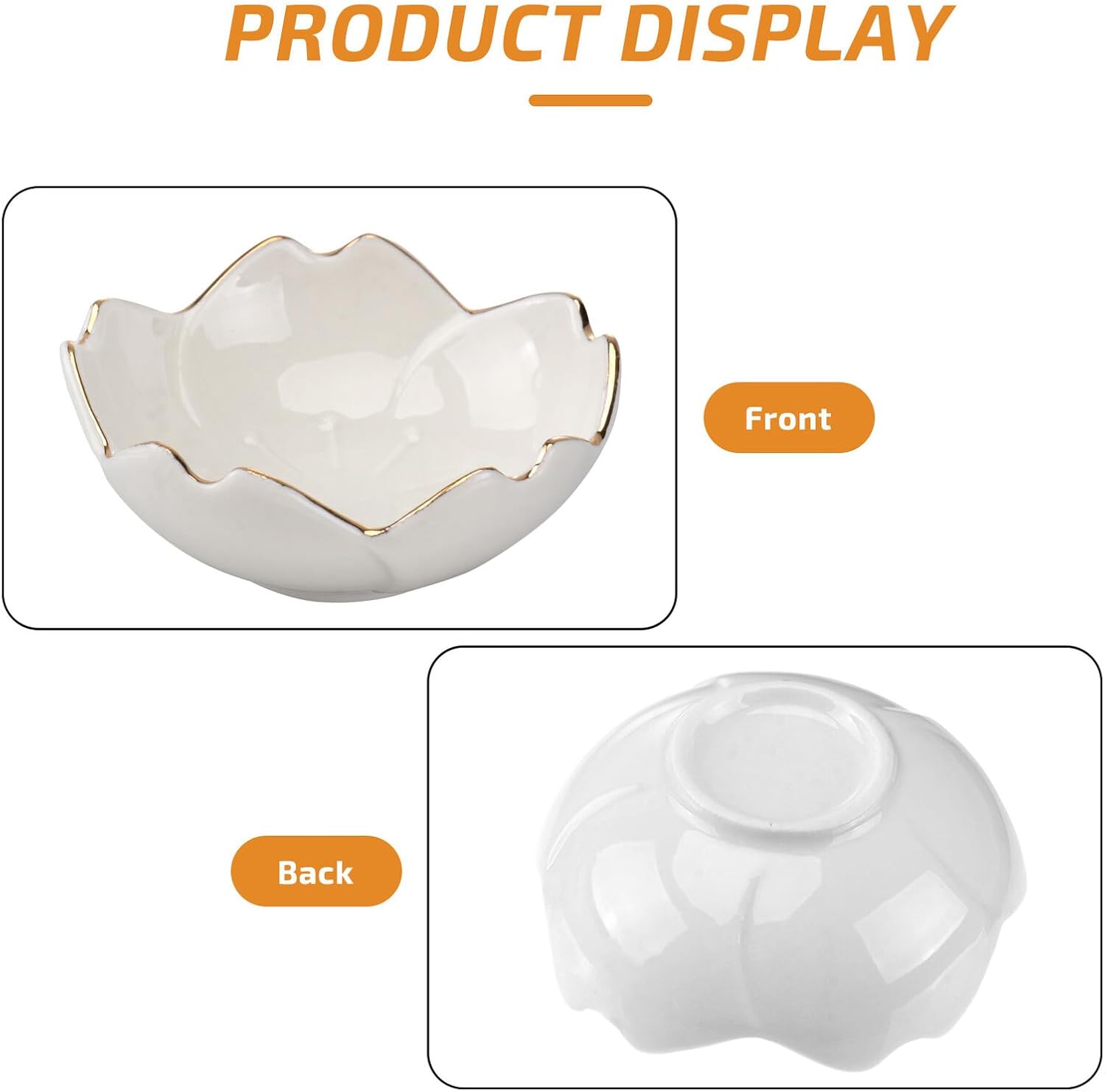 Ceramic Dipping Plates Porcelain Flower Pattern Sauce Dishes for Vinegar, Salt, and Flavor, Serving Dish for Kitchen and BBQ, (White)
