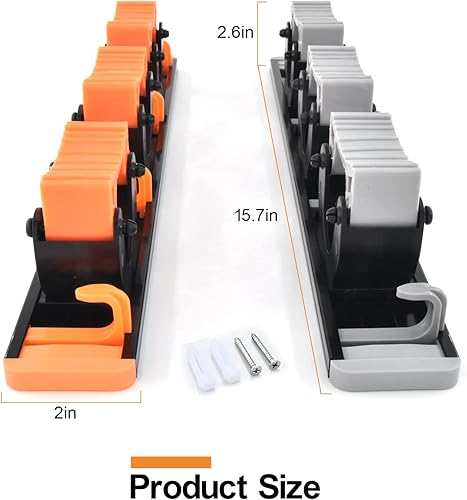 Miniatura 7 de AIFEIVICO Soporte de pared para fregona y escoba soporte de pared ajustable de aleación de aluminio para escoba soporte de pared organizador de