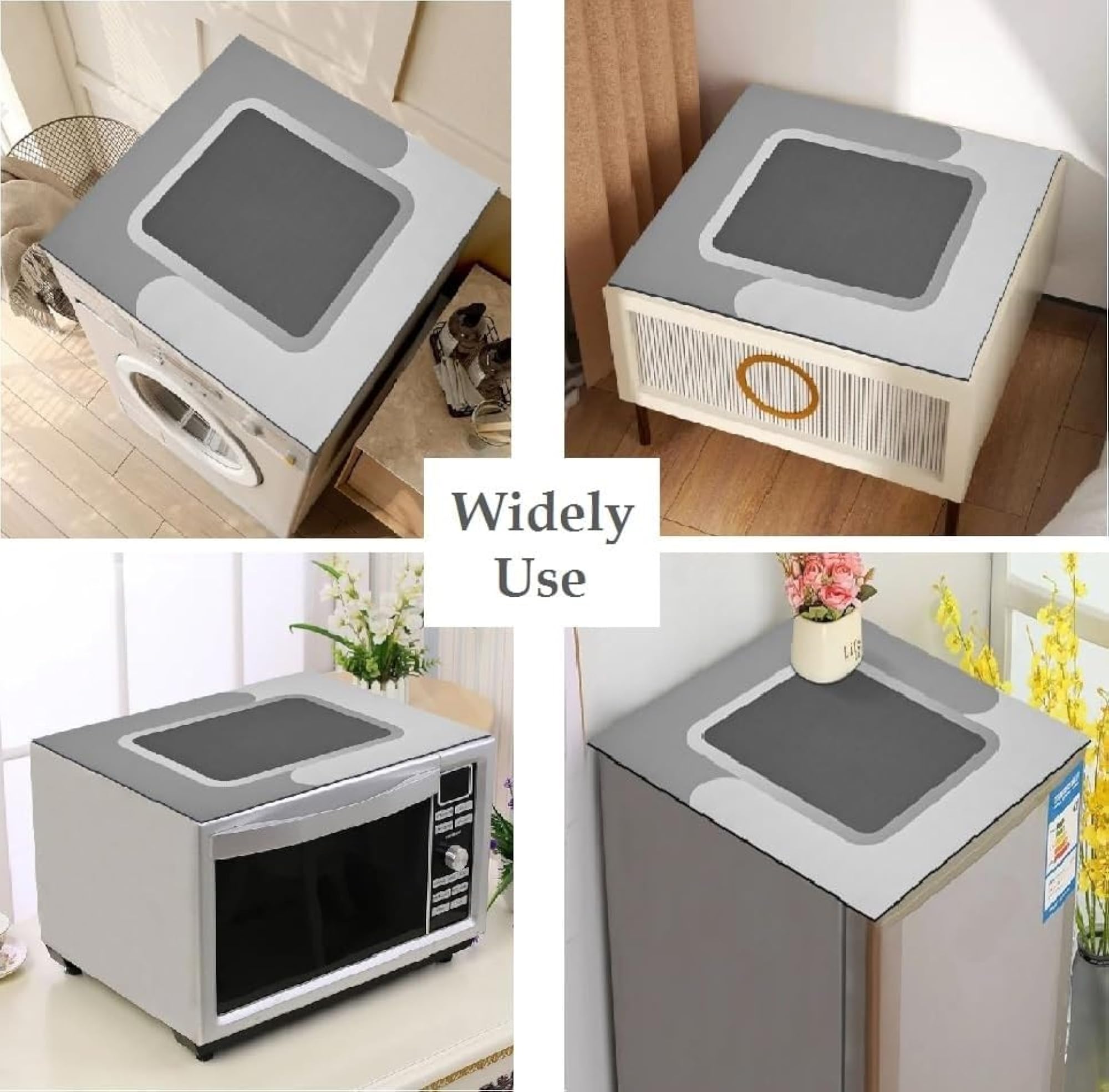 Non-Slip Washer Dryer Top Protector Rubber Mat, Dust-Proof & Stain Resistant